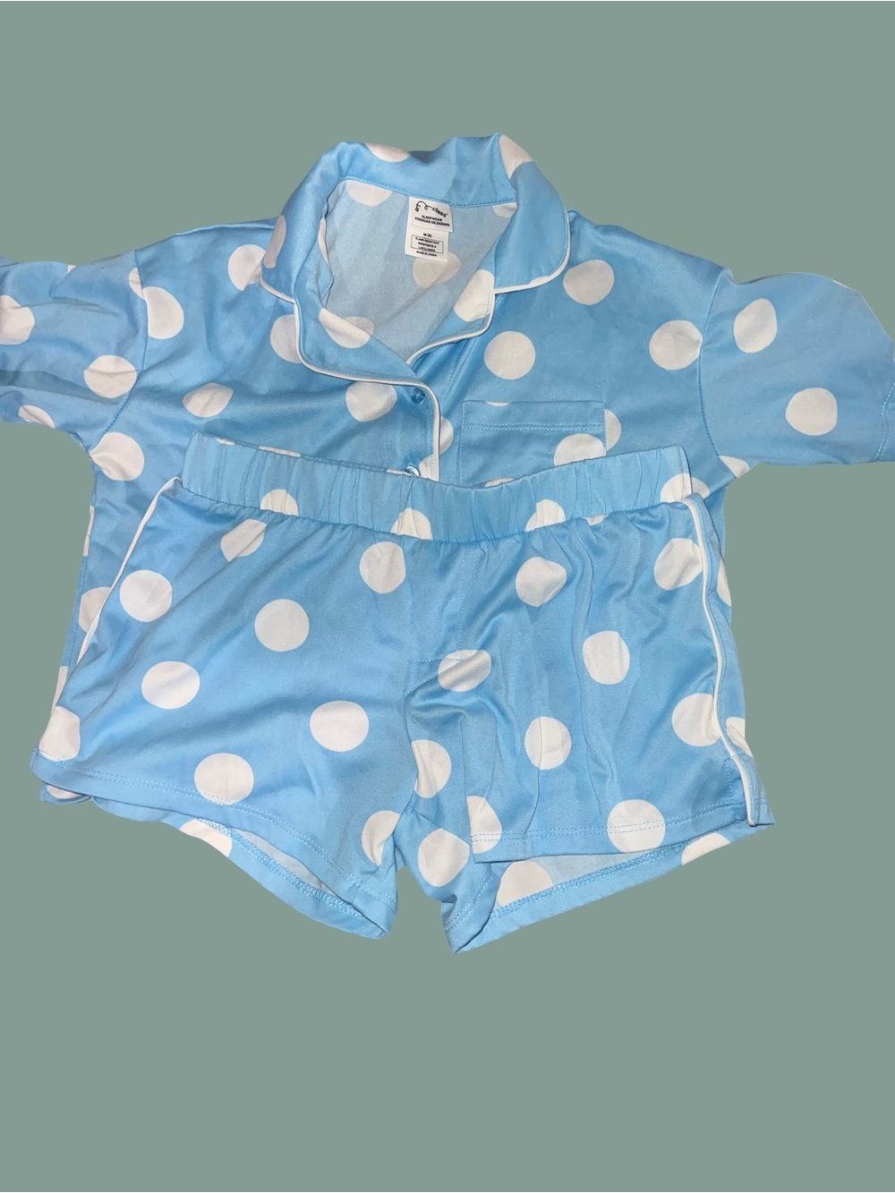 art class Light Blue and White Polka Dot Sleepwear Top